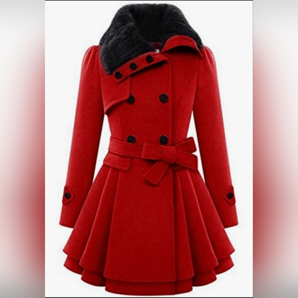 Zeagoo Faux Fur Lapel Double Breasted Peacoat, VGUC, Size M - Picture 1 of 10